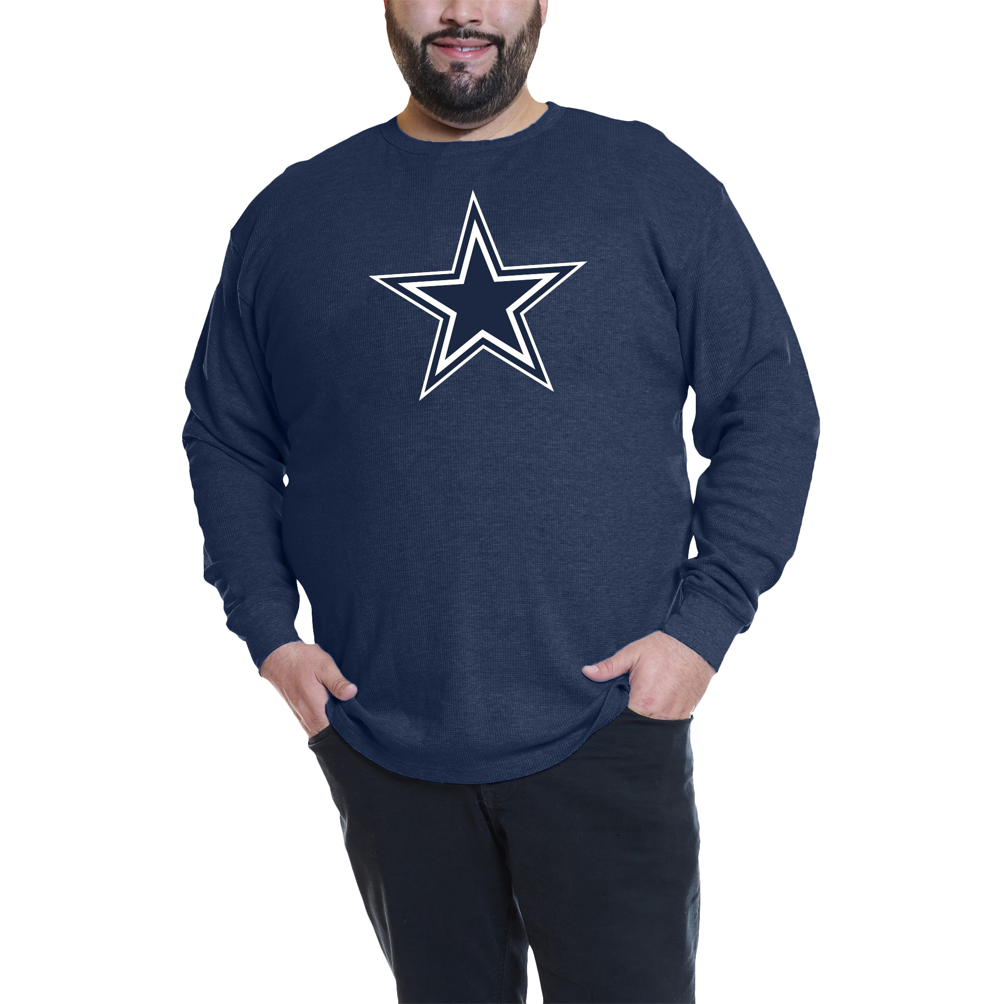 Men's Fanatics Micah Parsons Navy Dallas Cowboys Big \u0026 Tall Thermal Waffle Long Sleeve T-Shirt